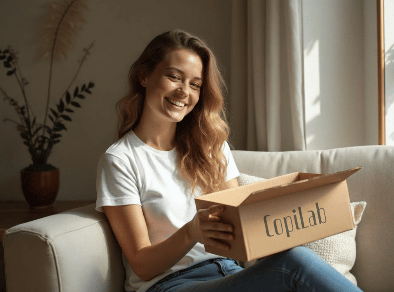 Foto — Studente al PC + pacco CopiLab